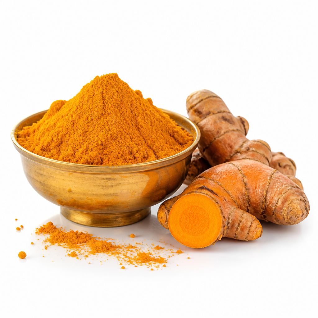 Organic turmeric powder in a bowl