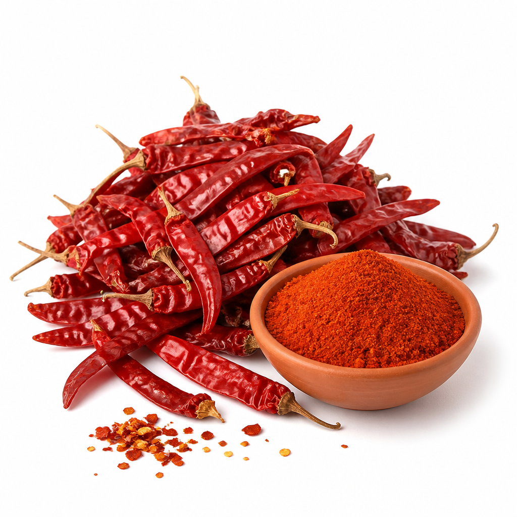 Dried organic red chillies