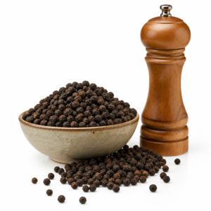 Whole black peppercorns