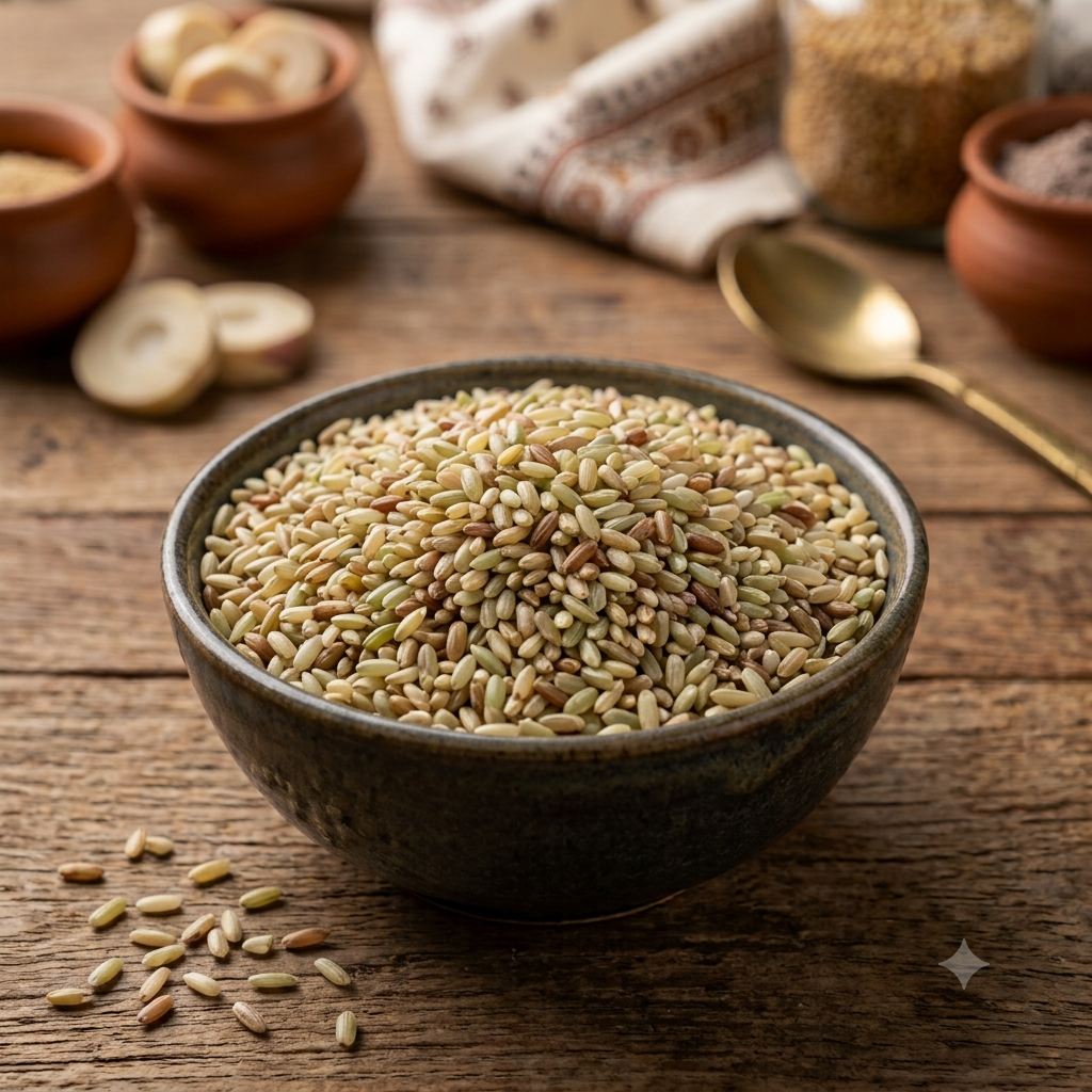 Moongil Arisi (bamboo rice) grains